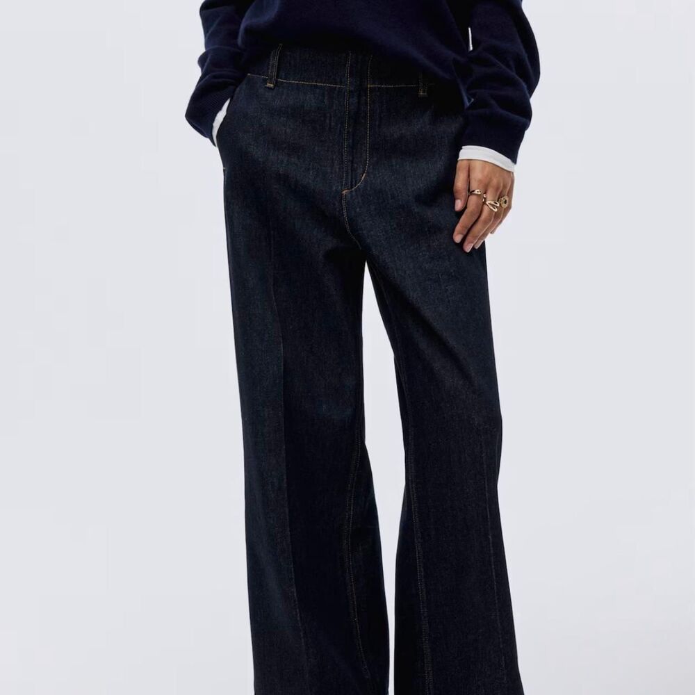 h&m dark wash high waisted straight leg jeans